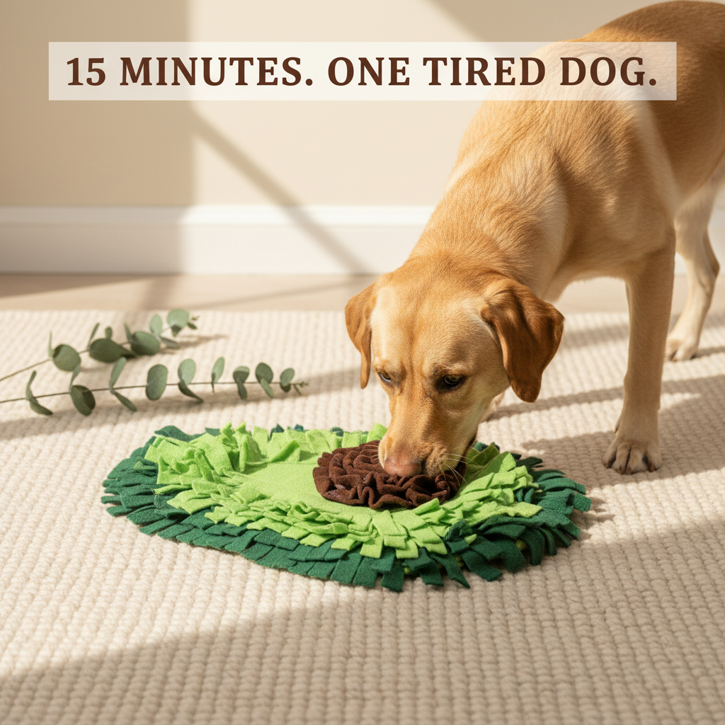 15 MINUTES. ONE TIRED DOG.