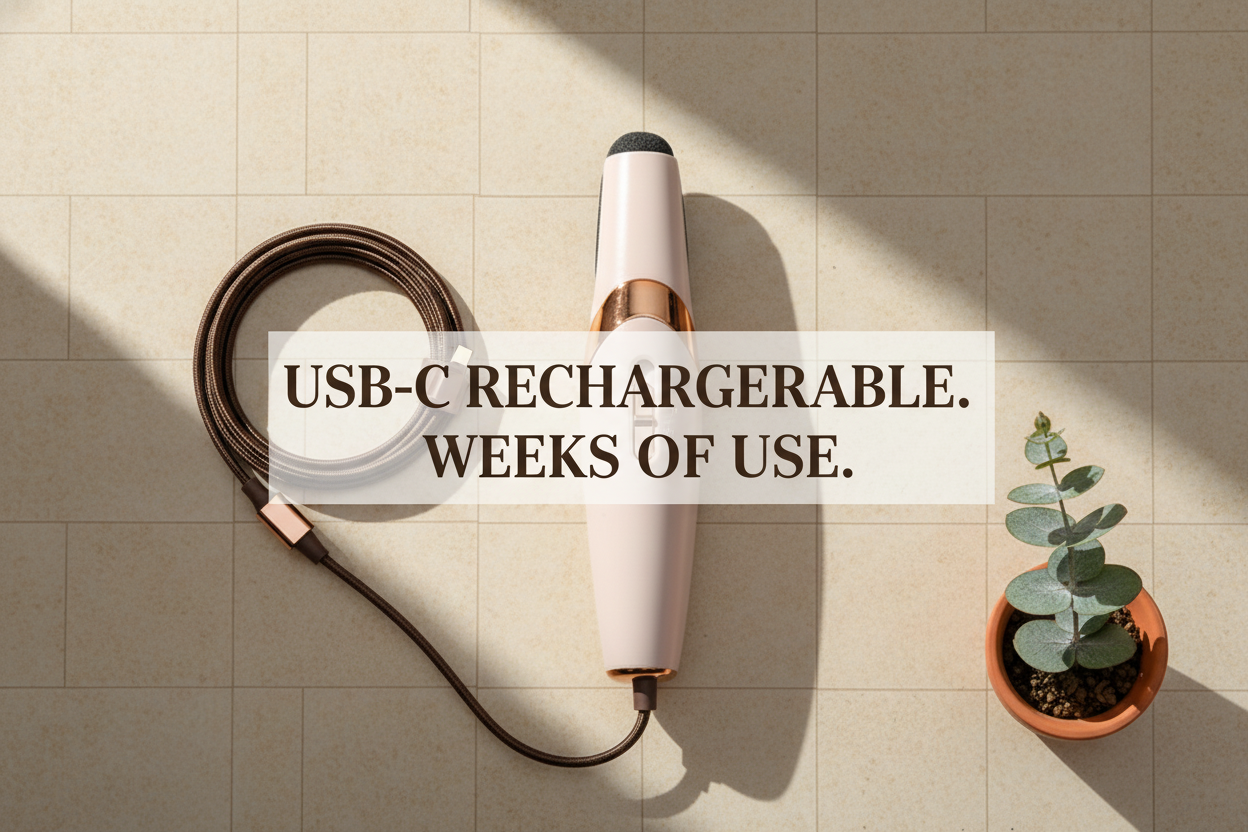 USB-C RECHARGEABLE. ONE CHARGE, WEEKS OF USE.