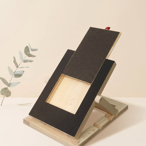 Wooden dog nail scratch board with treat drawer and angle-adjustable kickstand