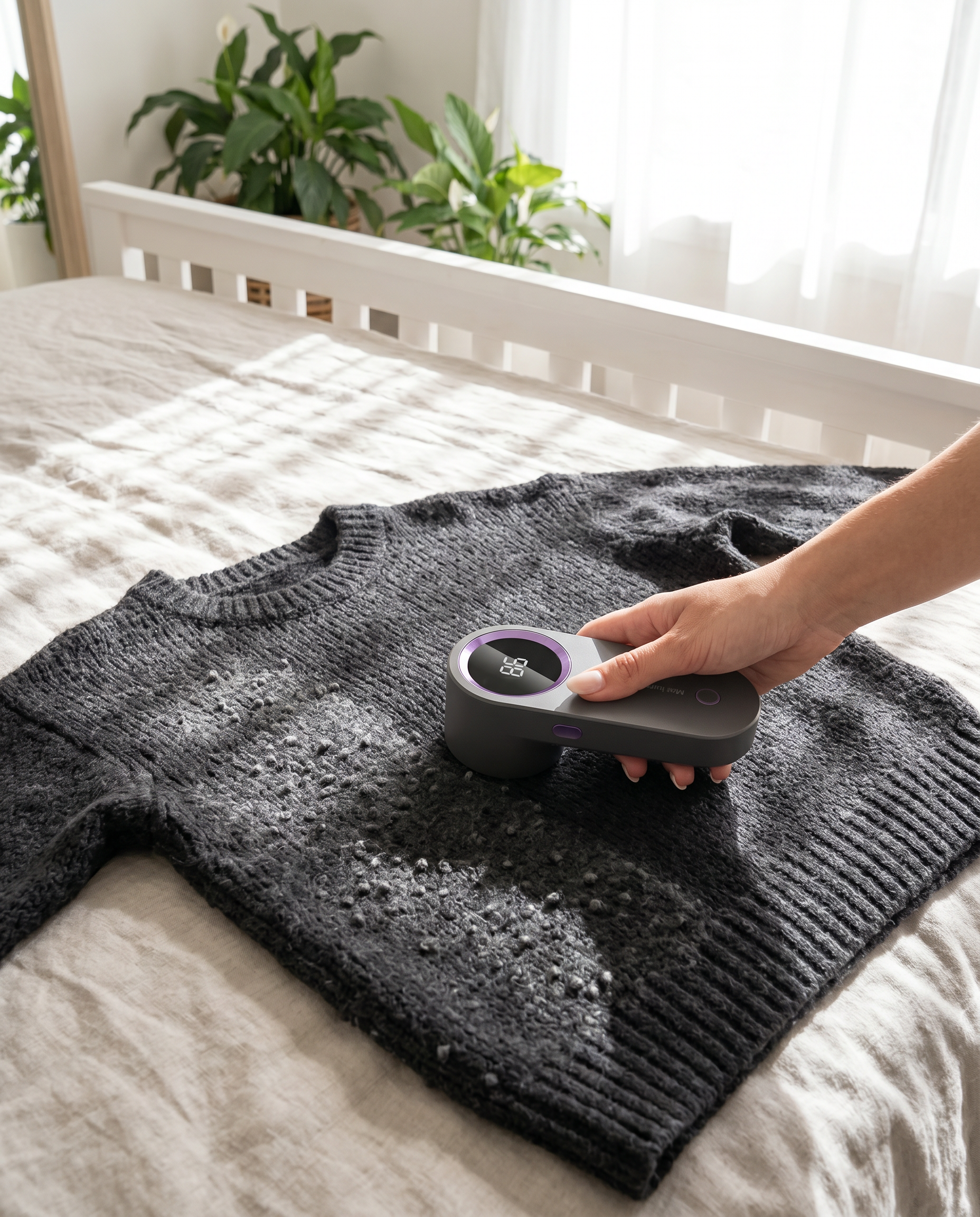 Fabric shaver reviving a bobbled jumper